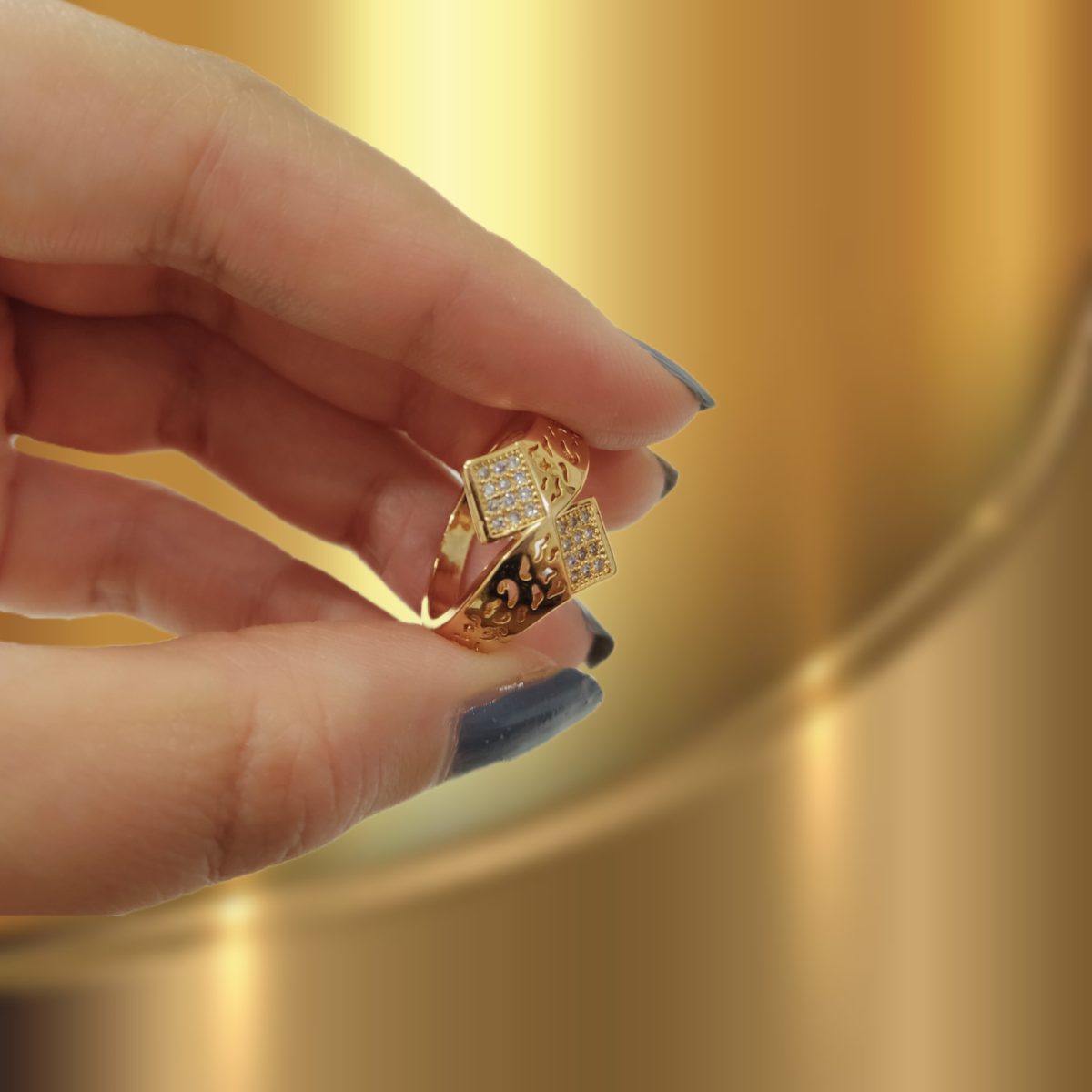 انگشتر استیل زنانه ژوپینگ آبکاری طلا کد JP012
