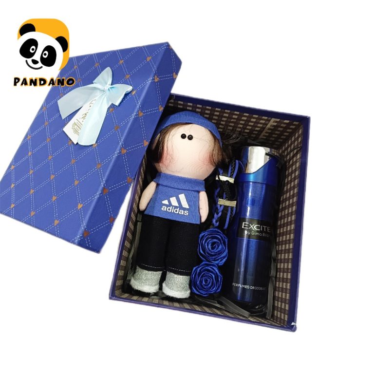 پک کادویی مردانه تم آبی مدل هارد باکس قلبی